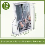 6 Pieces Clear Acrylic Magazine File Holder Plastic Desk Organizer with Handle Basics Vertical Magazine Rack Desk Folder Document Storage Organizer for Office Home School Work Study Desktop Supplies - Image 3